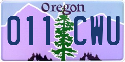 OR license plate 011CWU