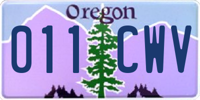 OR license plate 011CWV