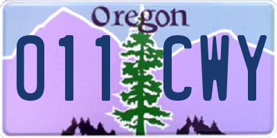 OR license plate 011CWY