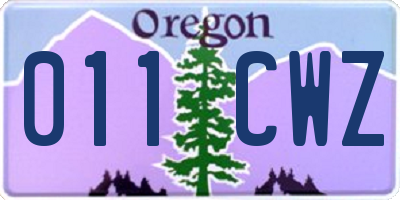 OR license plate 011CWZ