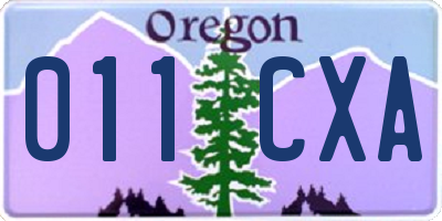 OR license plate 011CXA