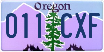 OR license plate 011CXF