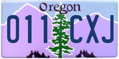 OR license plate 011CXJ