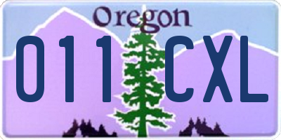 OR license plate 011CXL