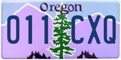 OR license plate 011CXQ