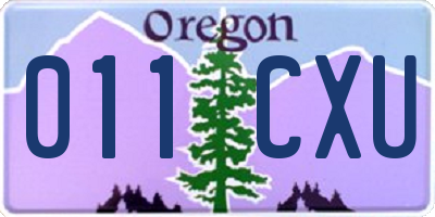 OR license plate 011CXU