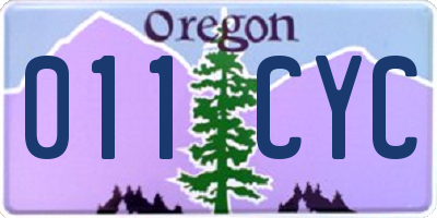 OR license plate 011CYC
