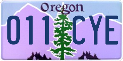OR license plate 011CYE