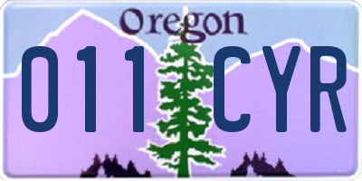 OR license plate 011CYR