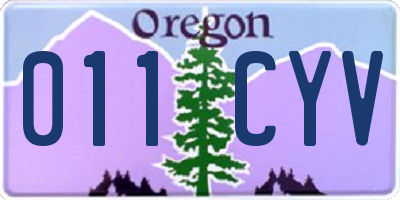 OR license plate 011CYV