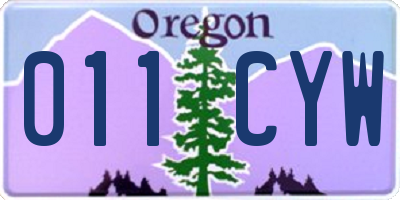 OR license plate 011CYW