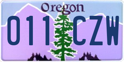 OR license plate 011CZW