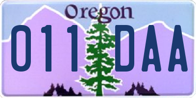 OR license plate 011DAA