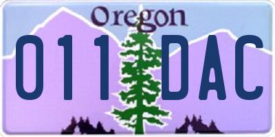 OR license plate 011DAC
