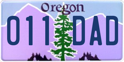 OR license plate 011DAD
