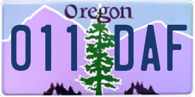 OR license plate 011DAF