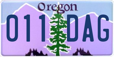 OR license plate 011DAG