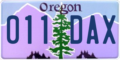 OR license plate 011DAX