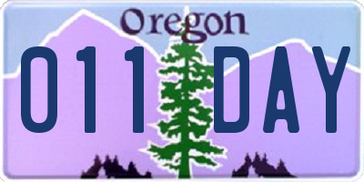 OR license plate 011DAY
