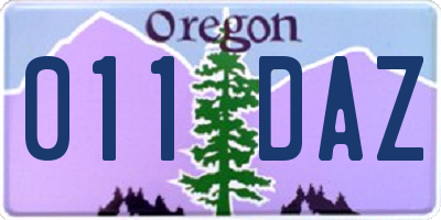 OR license plate 011DAZ