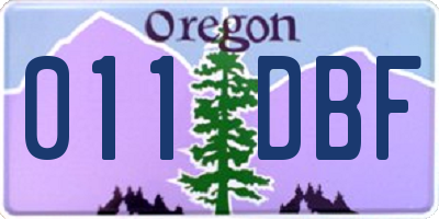 OR license plate 011DBF