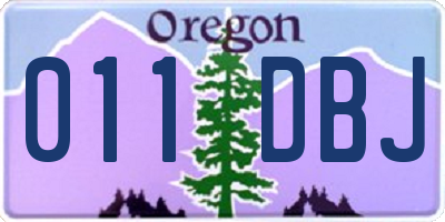 OR license plate 011DBJ