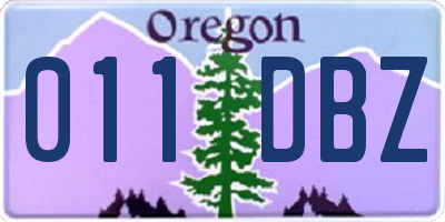OR license plate 011DBZ