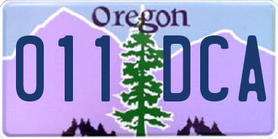 OR license plate 011DCA
