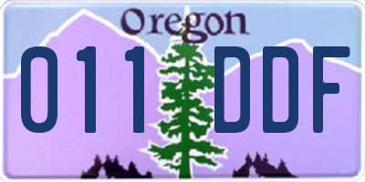 OR license plate 011DDF