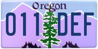OR license plate 011DEF