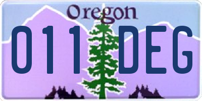 OR license plate 011DEG
