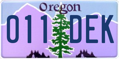 OR license plate 011DEK