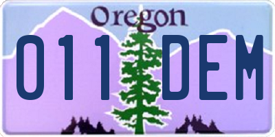 OR license plate 011DEM