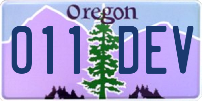 OR license plate 011DEV