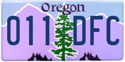 OR license plate 011DFC