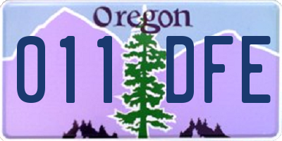 OR license plate 011DFE