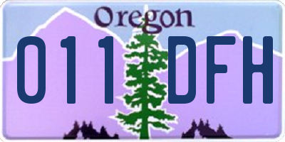 OR license plate 011DFH