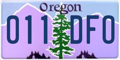 OR license plate 011DFO