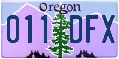 OR license plate 011DFX