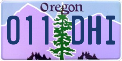 OR license plate 011DHI