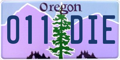 OR license plate 011DIE