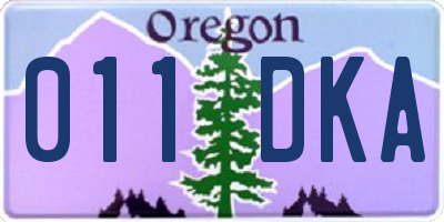 OR license plate 011DKA