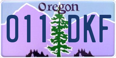 OR license plate 011DKF