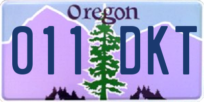 OR license plate 011DKT