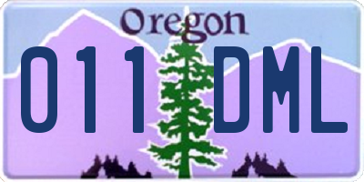 OR license plate 011DML