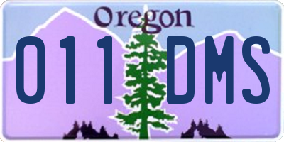 OR license plate 011DMS
