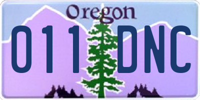 OR license plate 011DNC