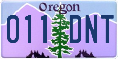 OR license plate 011DNT