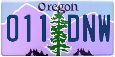 OR license plate 011DNW