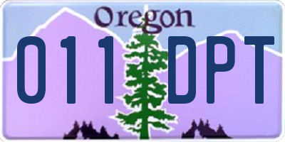 OR license plate 011DPT